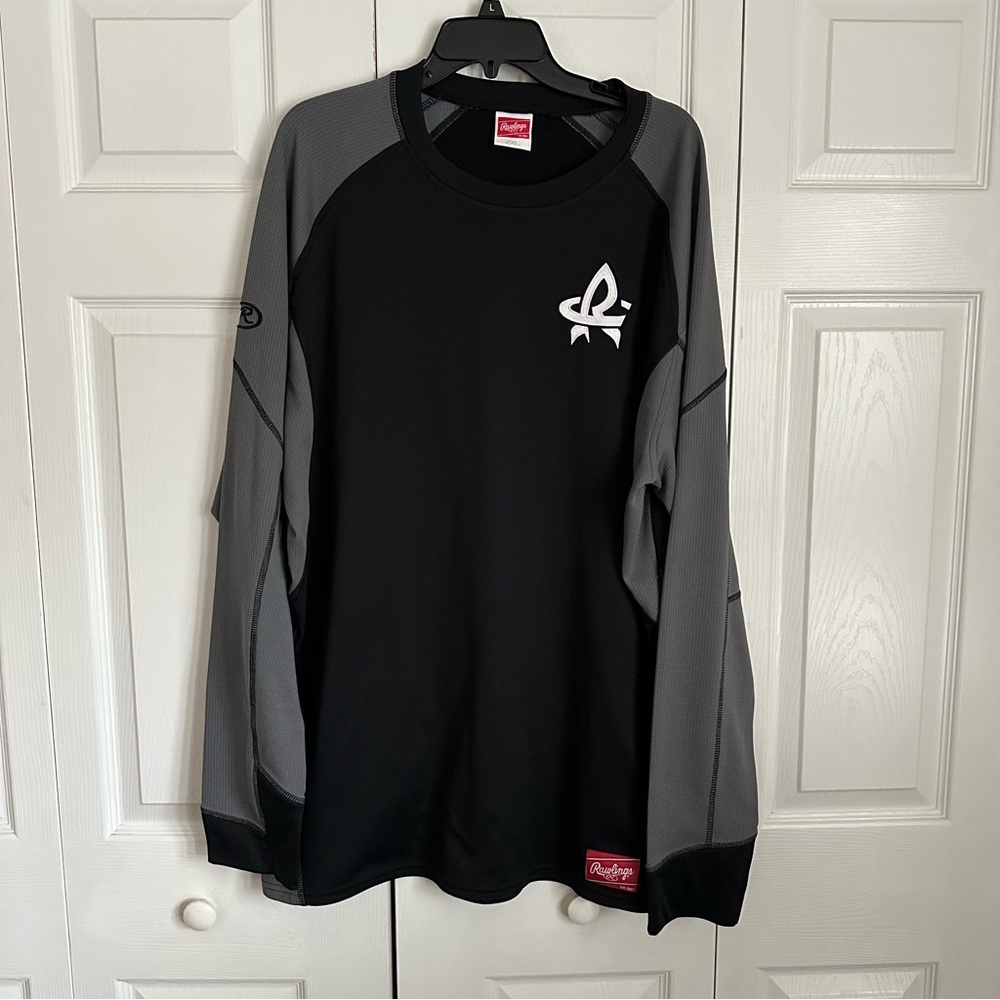 Rawlings Shirt Mens 2XL Black Long Sleeve Athletic Fleece Thermal Performance - Picture 1 of 12